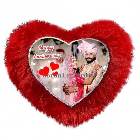 Fur Red Heart Pillow
