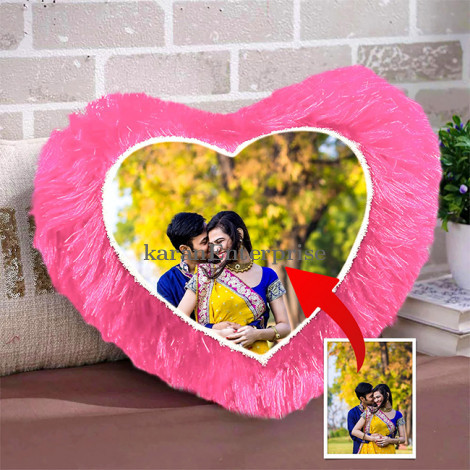 Fur Pink Heart Pillow