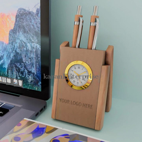 Single Pen Stand With Clock