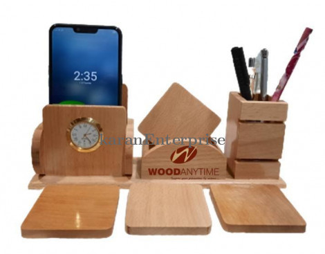 Pen Stand+Mobile Holder+Card Holder+Clock+Coaster